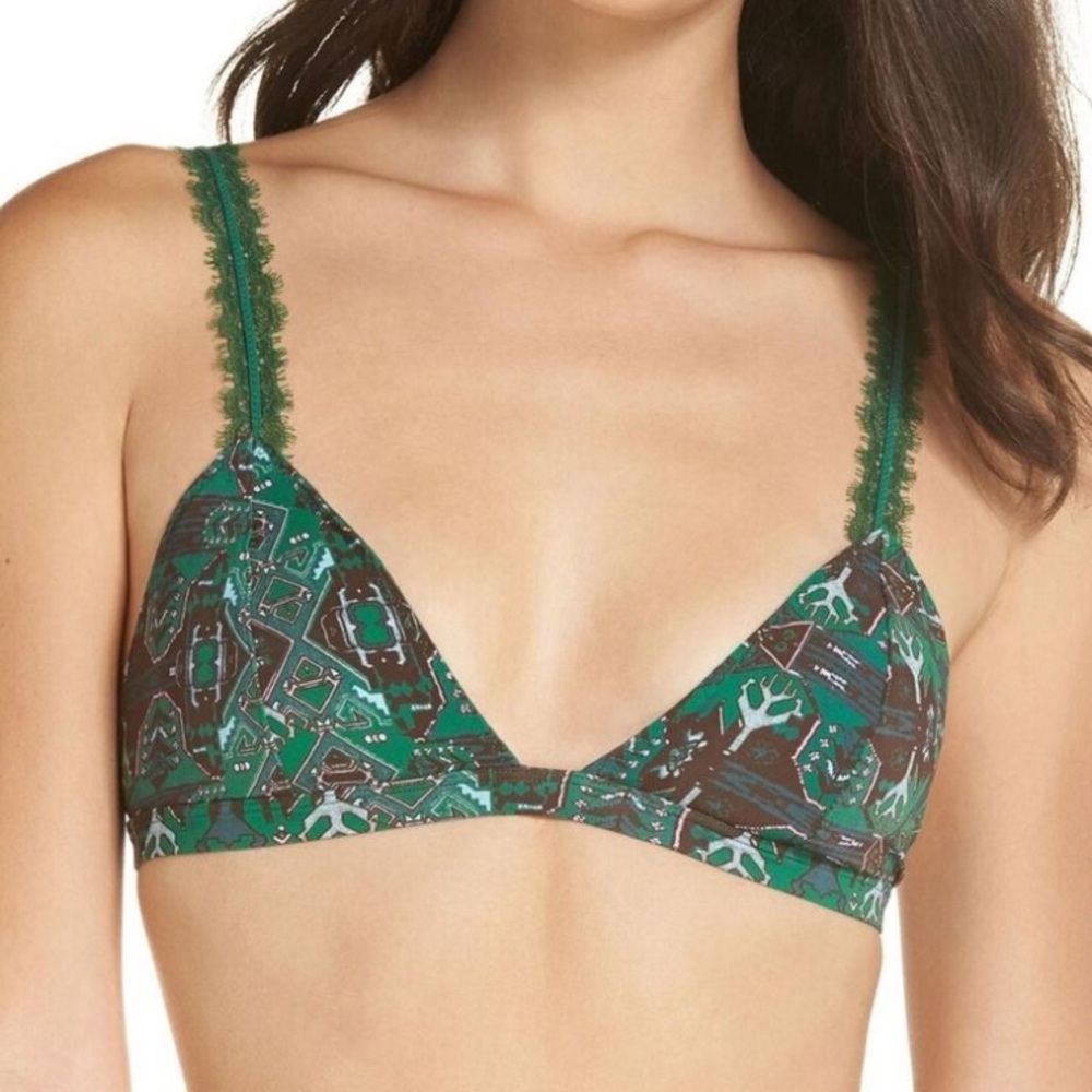 Free People Green Patterned Bralette